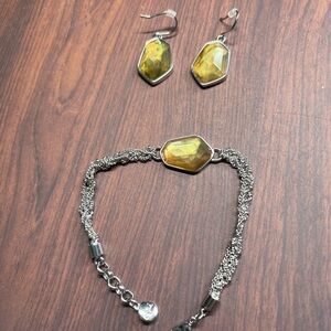 Chloe + Isabel Ocean Lace Flex Bracelet + Drop Earrings set with yellow stones